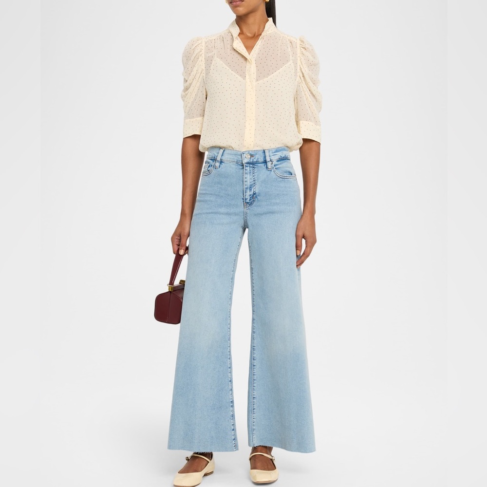 Frame Denim Light Blue High-Rise Wide Leg Jeans